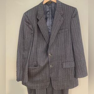 Christian Dior Mens Grey Pinstripe Virgin Wool Suit Pants & Blazer 38R